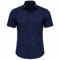 Navy Tailored Short-Sleeve Cotton Shirt | FRAUNTCH SCHULL