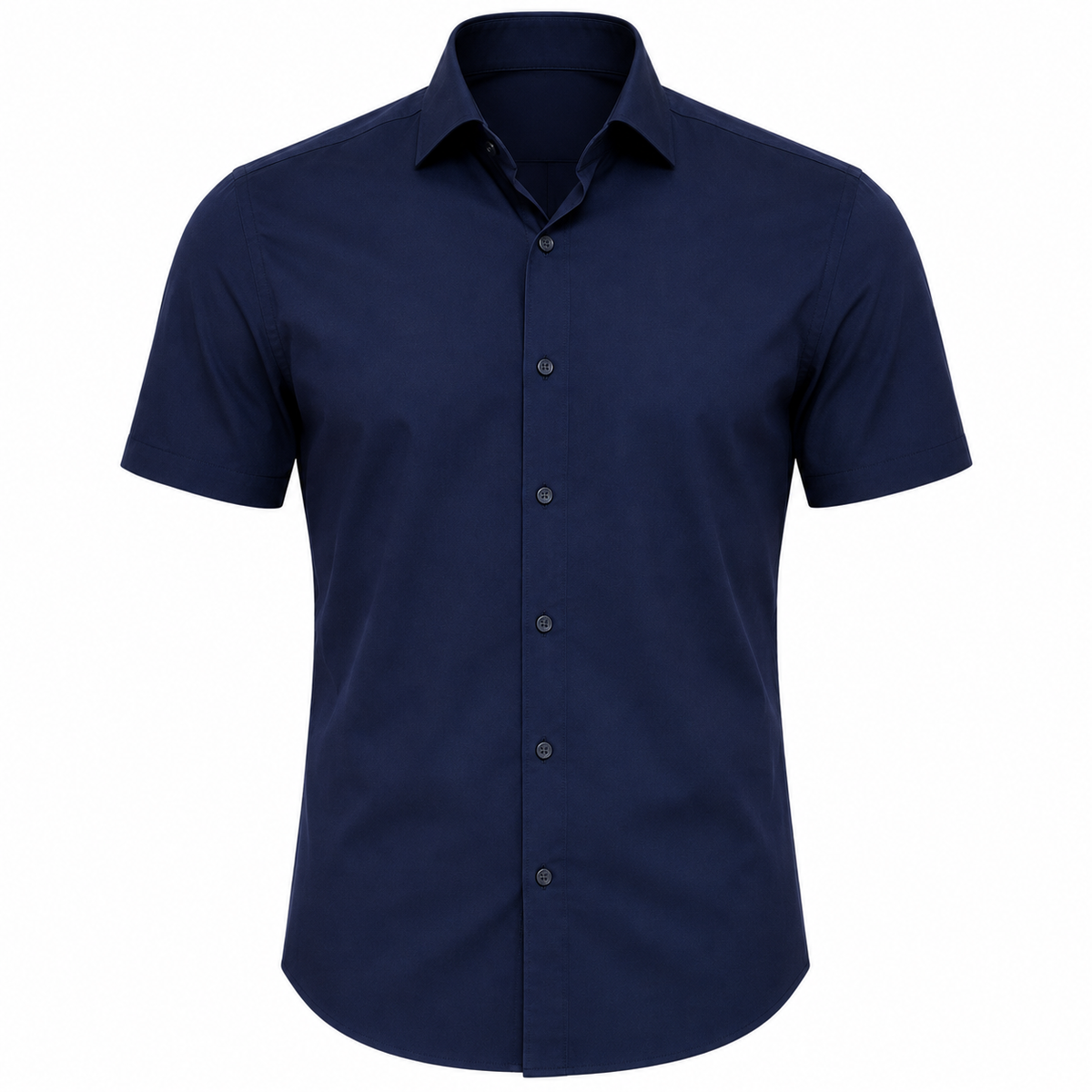Navy Tailored Short-Sleeve Cotton Shirt | FRAUNTCH SCHULL